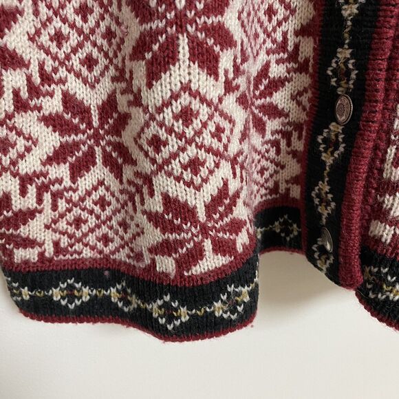Vintage Woolrich Womens Sz M Wool Blend Cardigan Nordic Snowflake Pewter Buttons - Picture 5 of 9